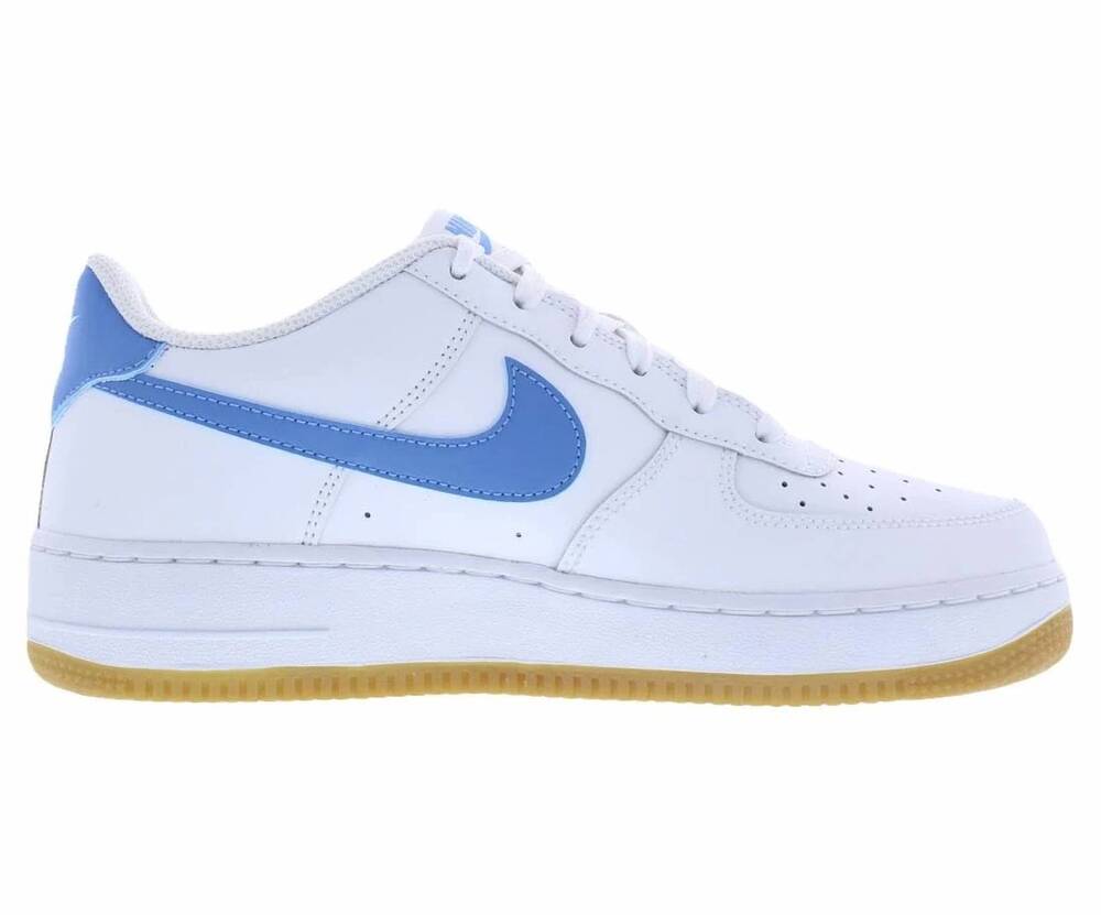 NEW NIKE kids' air force 1 shoes in white/gum light brown/blue beyond